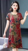 2023 New women's clothing silk-like dress for middle-aged and elderly people with large floral patterns Item Picture